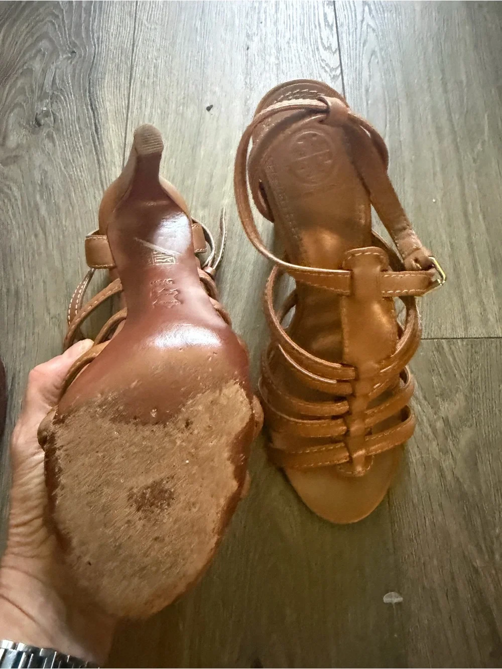 Tory Burch Tan Strappy High Heel Sandals